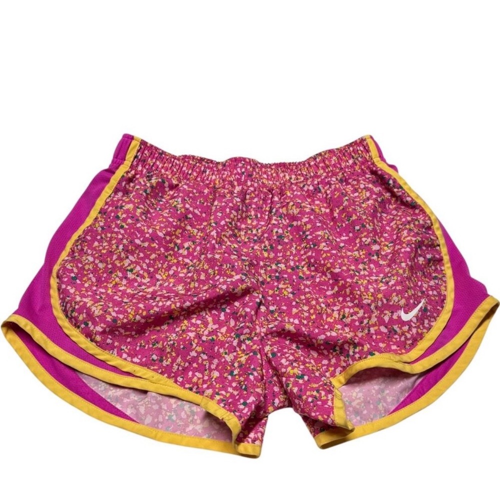 Nike Women's Dri-Fit Lined Running Shorts Pink & Yellow Shorts Size Small
